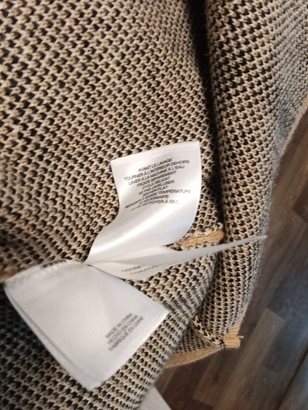 Anne Klein Size L Beige Plaid Double-Breasted Trench Coat with Gold Buttons - Picture 7 of 12